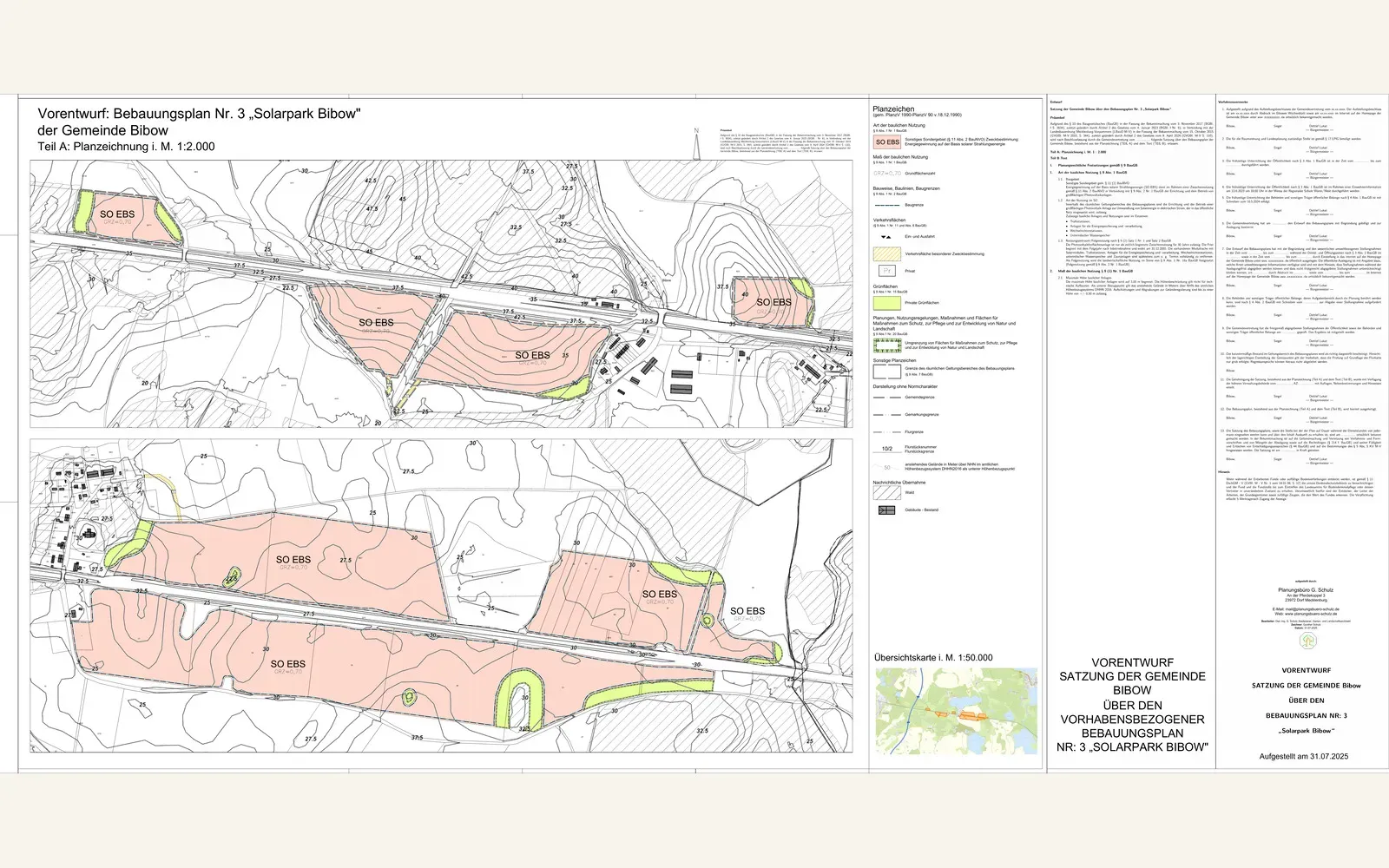 Bebauungsplan-Ausschnitt Solarpark Bibow