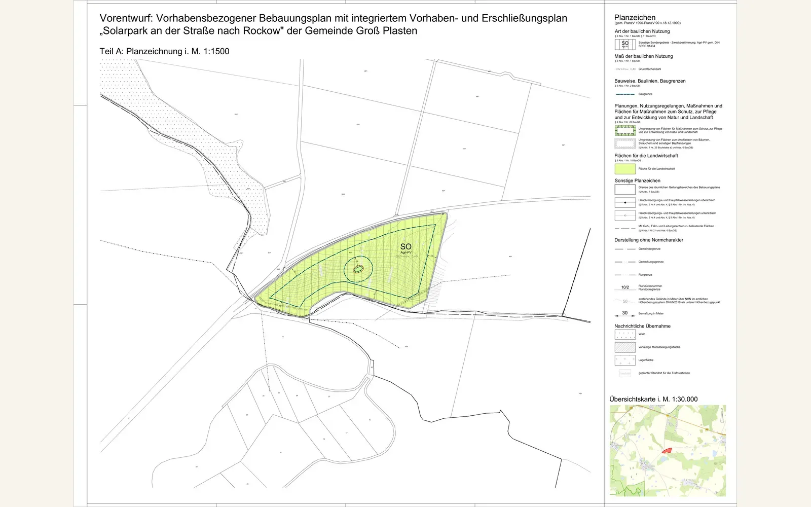 Bebauungsplan-Ausschnitt Solarpark Groß Plasten