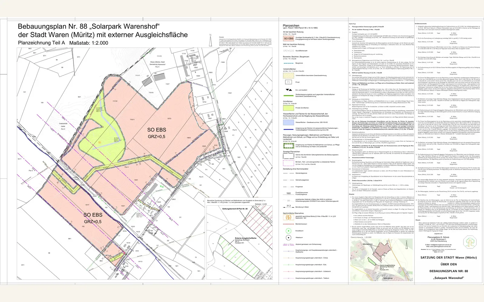 Bebauungsplan-Ausschnitt Solarpark Warenshof
